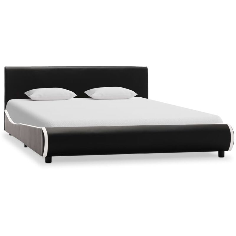 

Estructura de cama de cuero sintético negro 140x200 cm