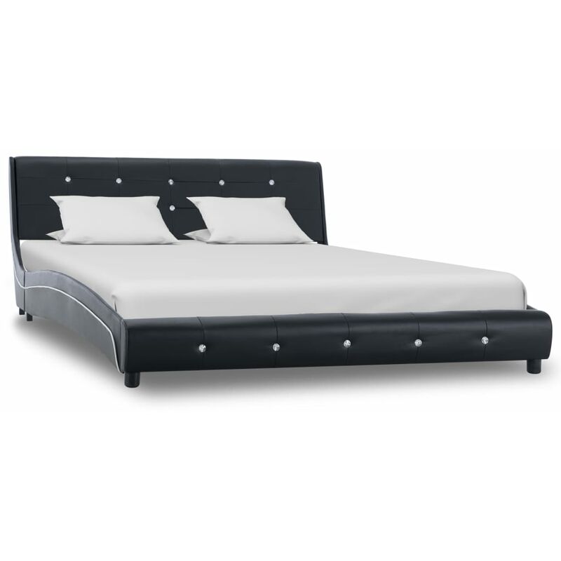 

Estructura de cama de cuero sintético negro 140x200 cm