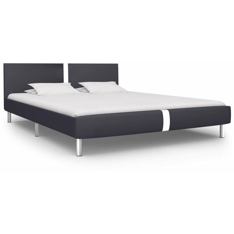 

Estructura de cama de cuero sintetico negro 160x200 cm