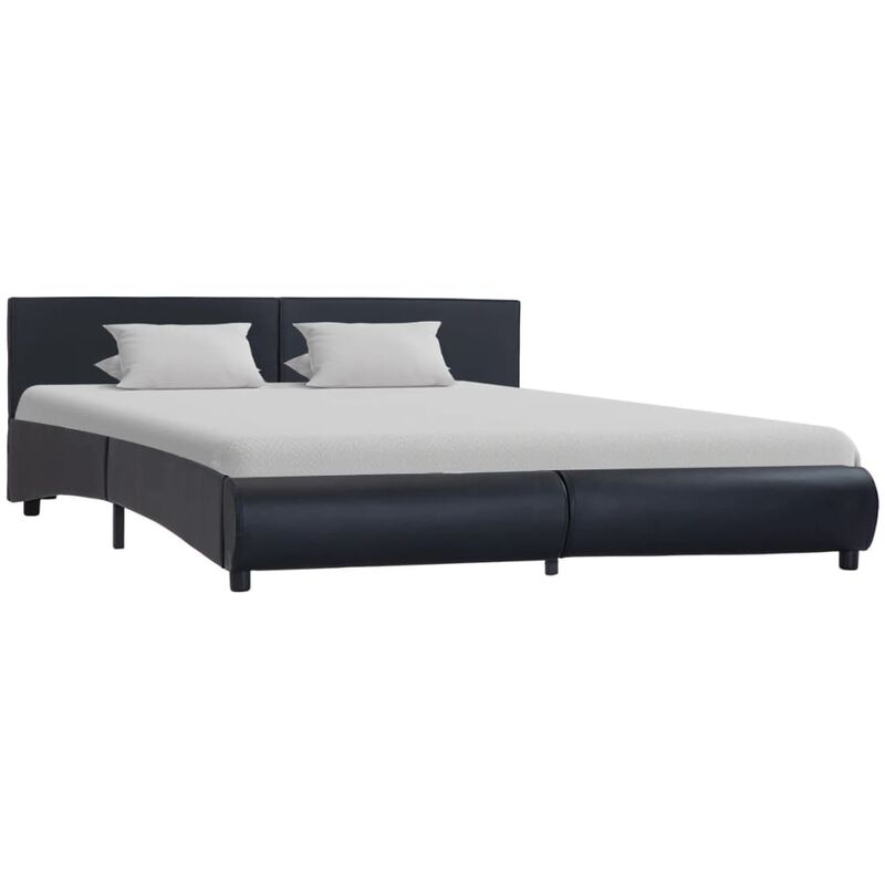 

Estructura de cama de cuero sintético negro 160x200 cm