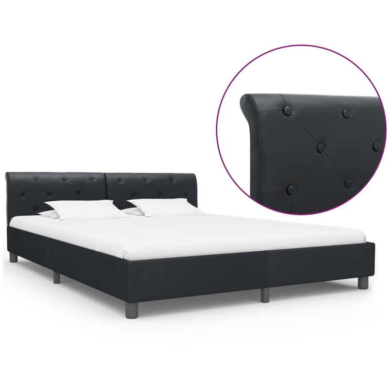 

Estructura de cama de cuero sintetico negro 180x200 cm