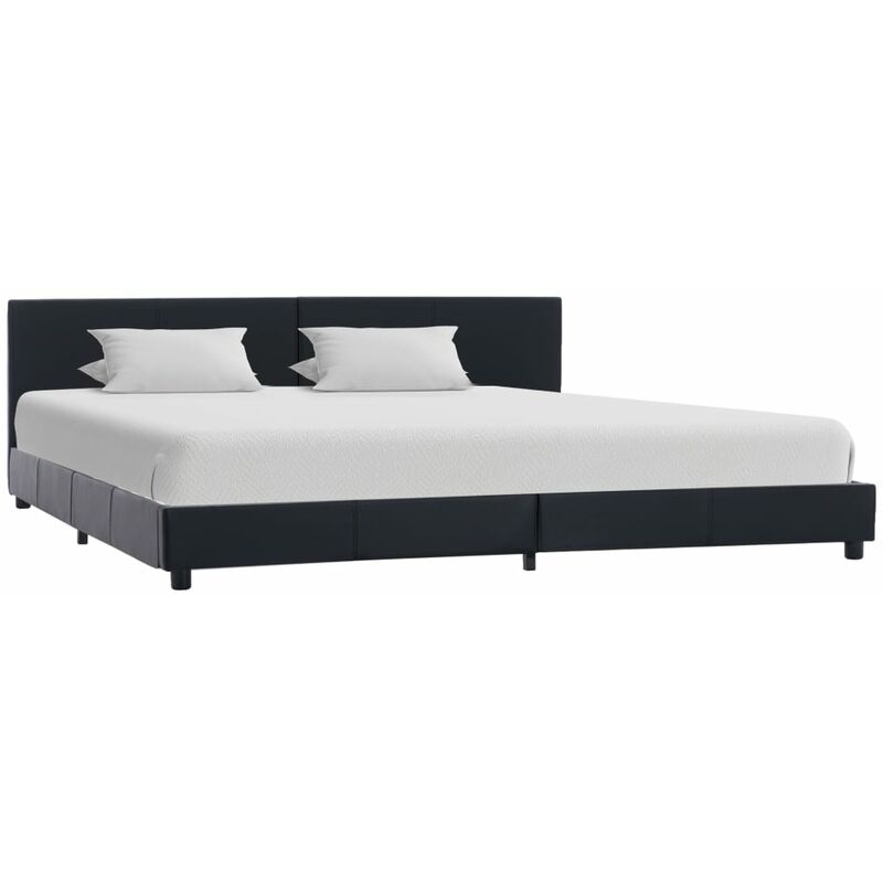 

Estructura de cama de cuero sintético negro 180x200 cm