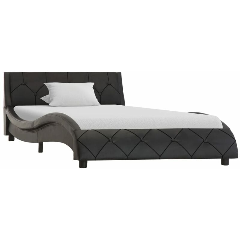 

Estructura de cama de cuero sintético negro 90x200 cm