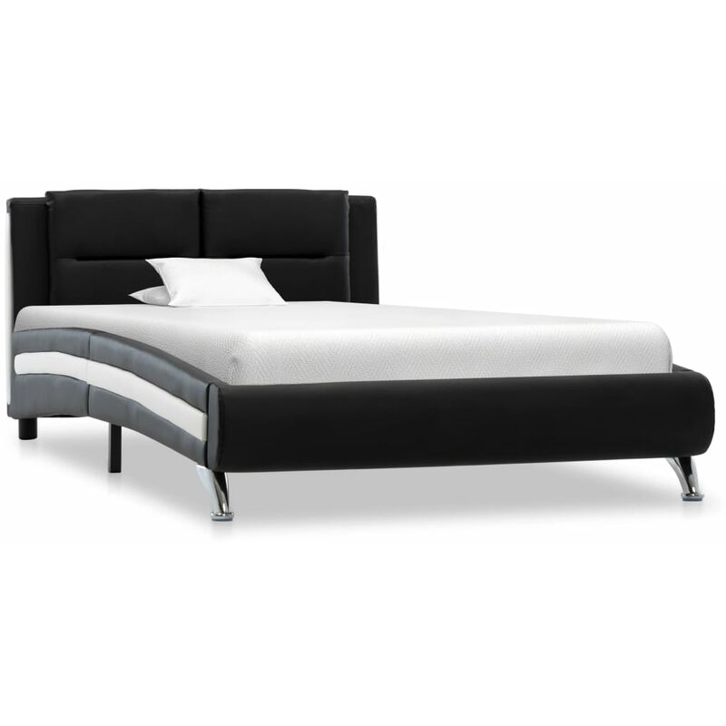 

Estructura de cama de cuero sintético negro 90x200 cm