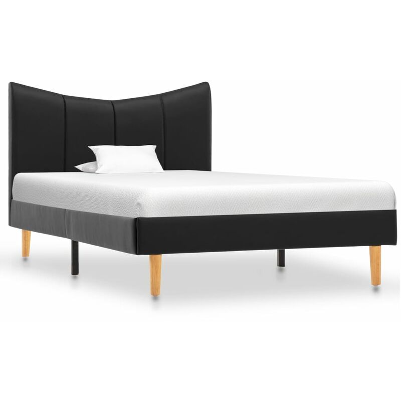 

Estructura de cama de cuero sintético negro 90x200 cm