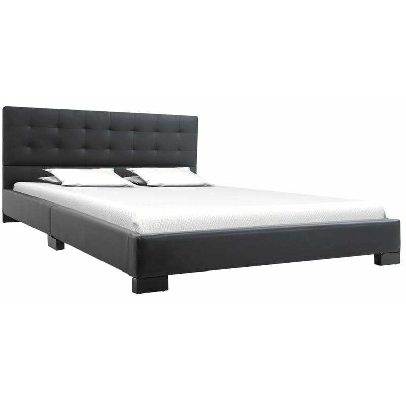 

vidaXL Estructura de Cama de Cuero Sintético Negro 140x200 cm - Negro