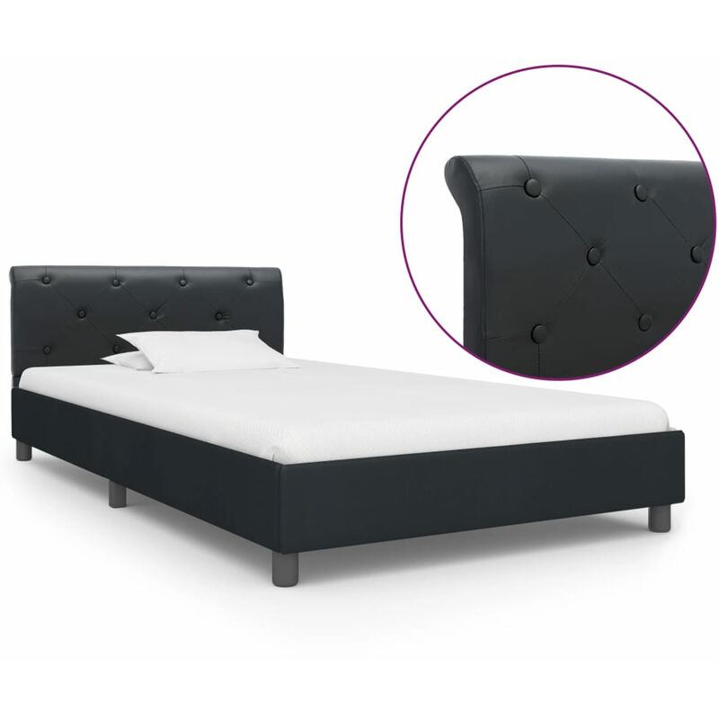 

Estructura de cama de cuero sintetico negro 90x200 cm