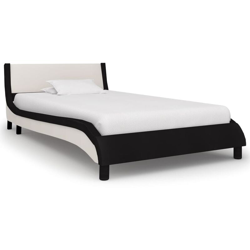 

Estructura de cama de cuero sintetico negro y blanco 90x200 cm