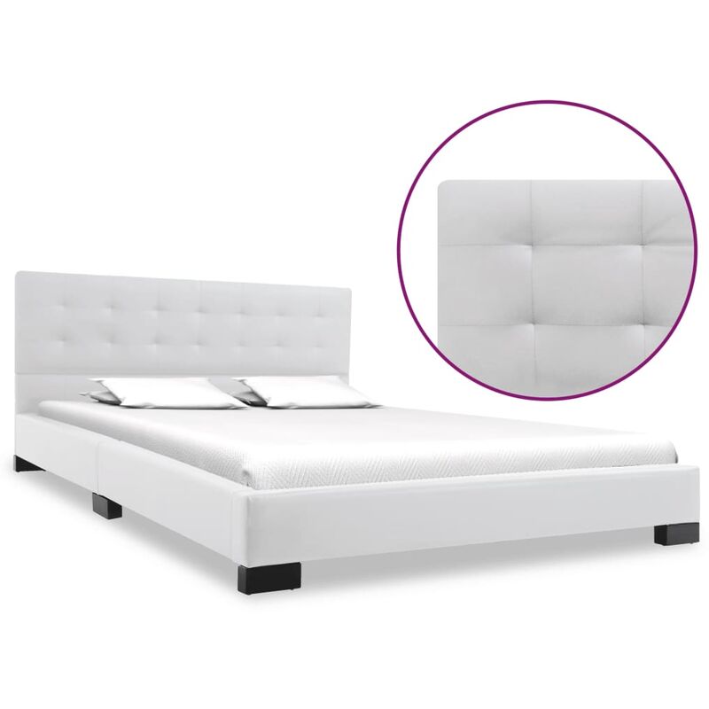 

Estructura de cama de cuero sintético blanco 140x200 cm - Blanco