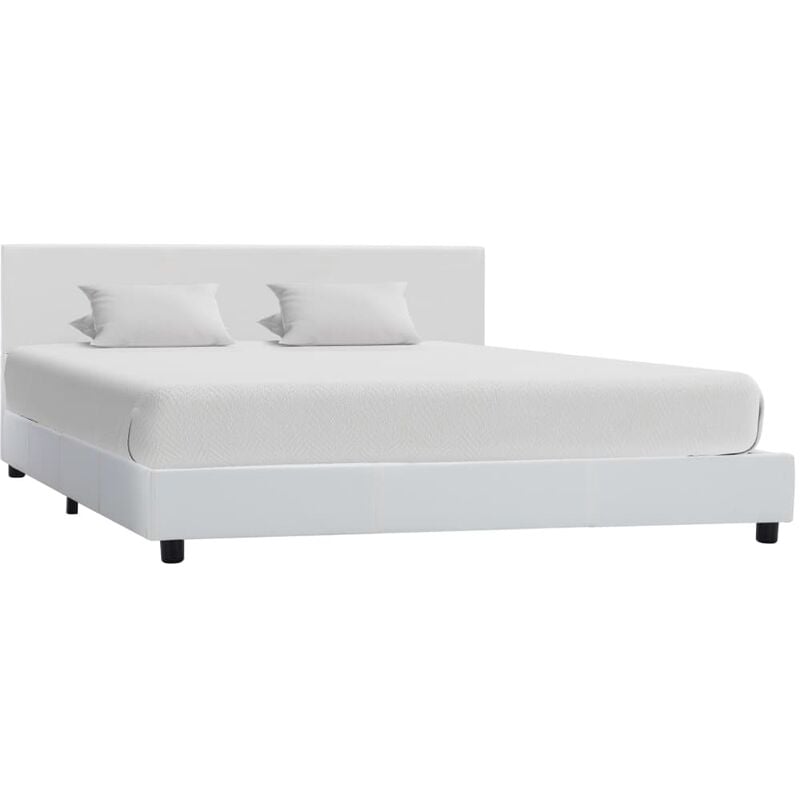

Estructura de cama de cuero sintético blanco 140x200 cm - Blanco