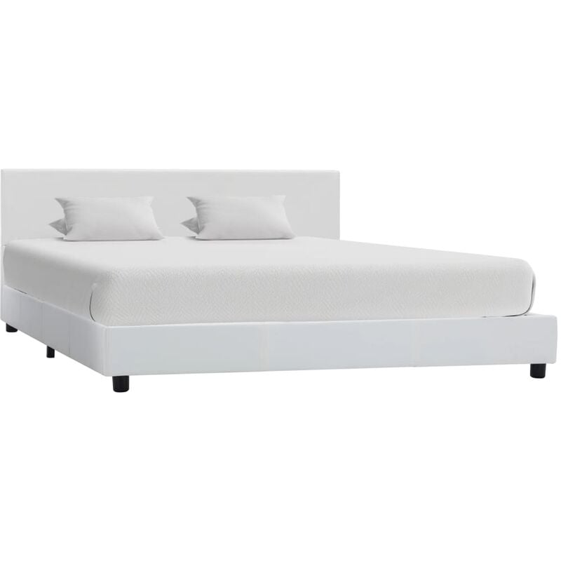 

Estructura de cama de cuero sintético blanco 160x200 cm - Blanco