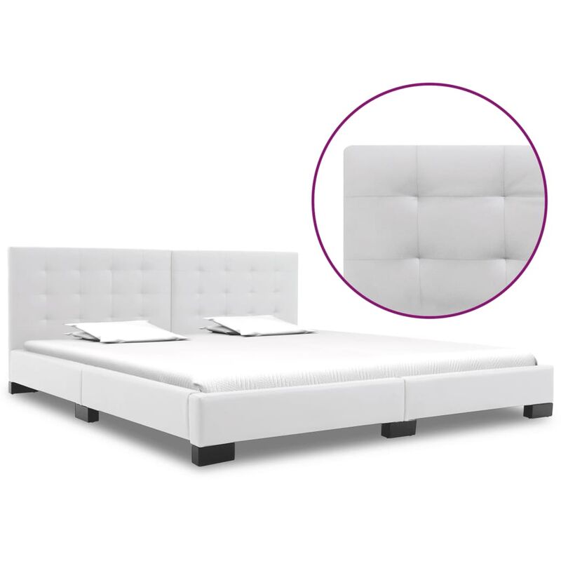 

Estructura de cama de cuero sintético blanco 180x200 cm - Blanco