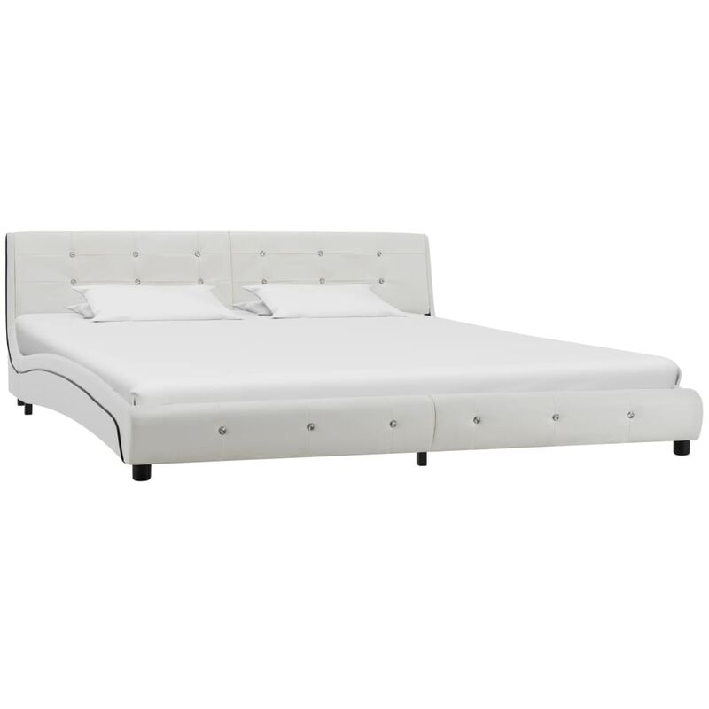 

Estructura de cama de cuero sintético blanco 180x200 cm - Blanco