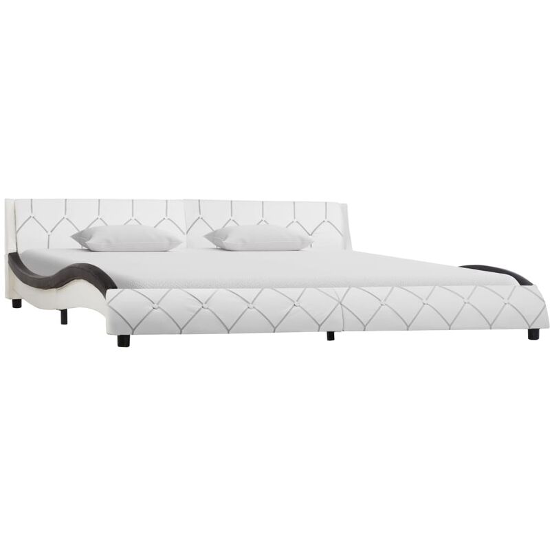 

Estructura de cama de cuero sintético blanco y negro 180x200 cm - Blanco