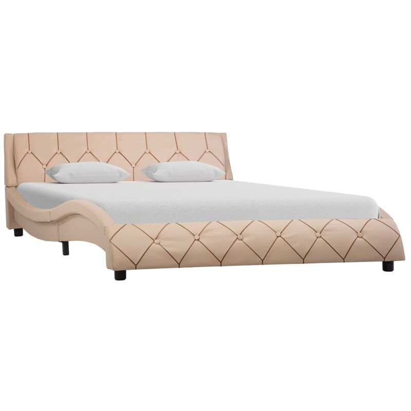 

Estructura de cama de cuero sintético color capuchino 140x200cm - Marrón