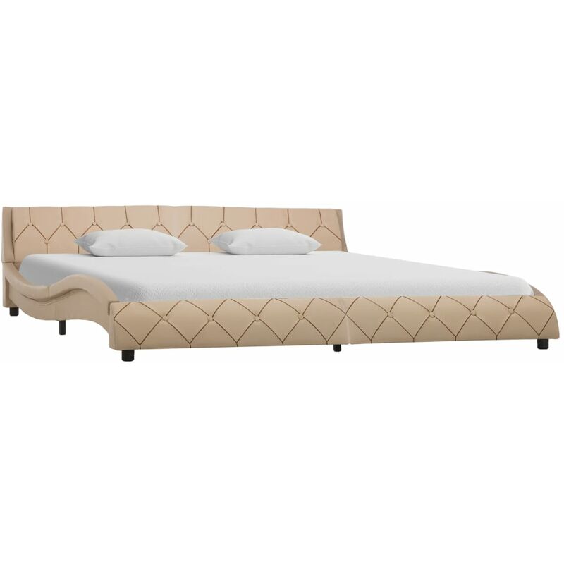 

Estructura de cama de cuero sintético color capuchino 180x200cm - Marrón