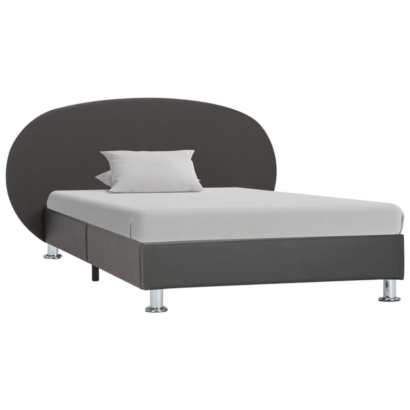 

Estructura de cama de cuero sintético gris 100x200 cm - Gris