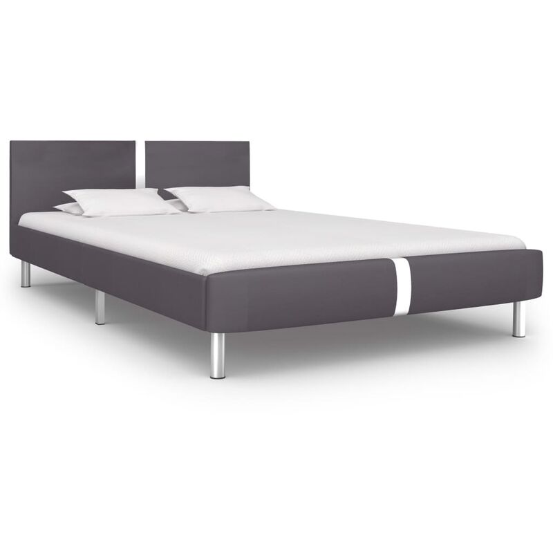 

Estructura de cama de cuero sintético gris 120x200 cm - Gris