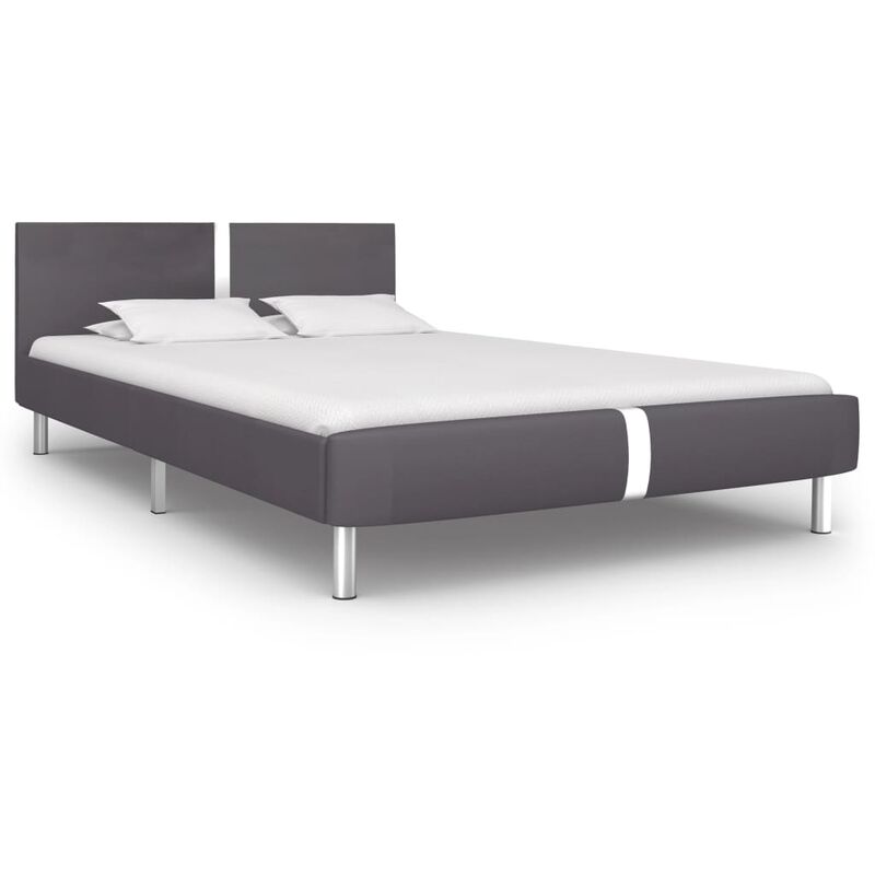 

Estructura de cama de cuero sintético gris 140x200 cm - Gris