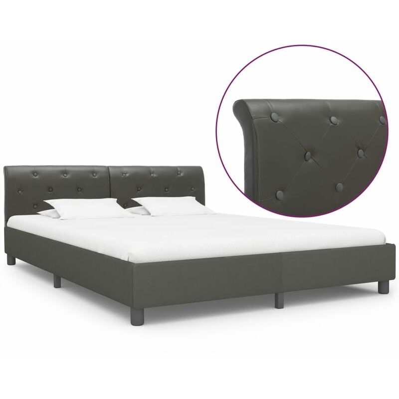 

Estructura de cama de cuero sintético gris 180x200 cm - Gris