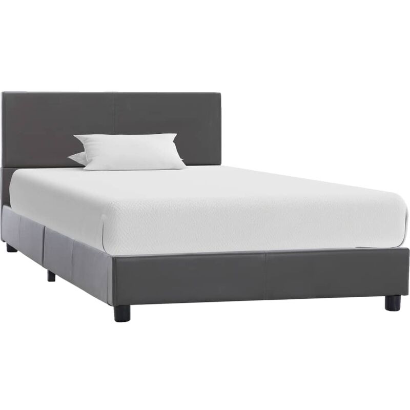 

Estructura de cama de cuero sintético gris 90x200 cm - Gris