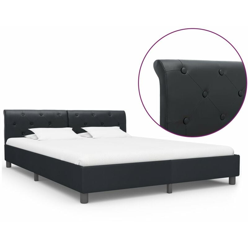 

Estructura de cama de cuero sintético negro 180x200 cm - Negro