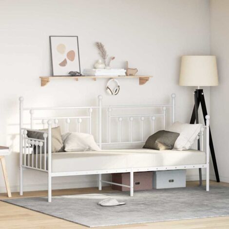 Estructura de cama de día con cabecera Blanco 80 x 200 cm Acero vidaXL