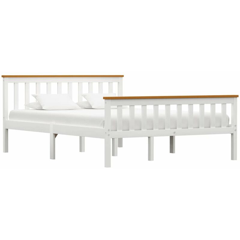 

Estructura de cama de madera de pino maciza blanca 140x200 cm