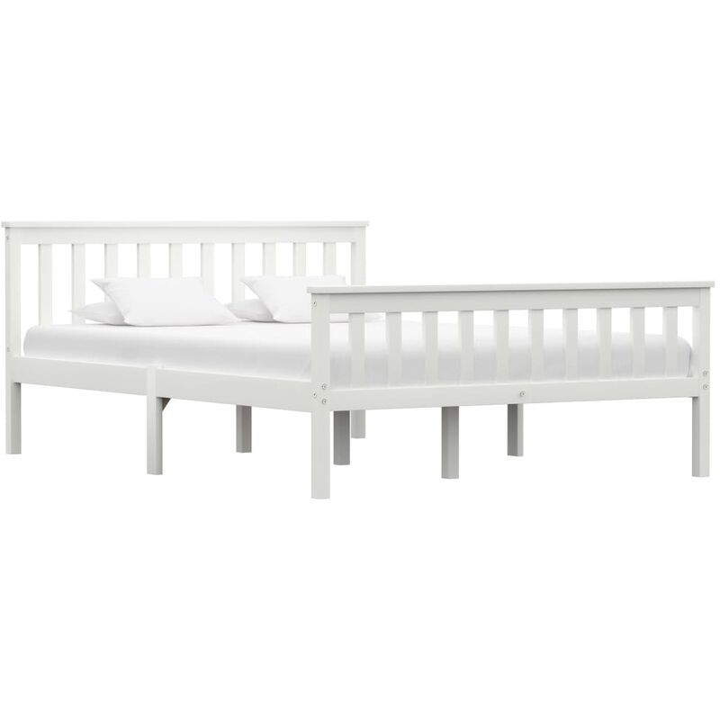 

Estructura de cama de madera de pino maciza blanca 140x200 cm