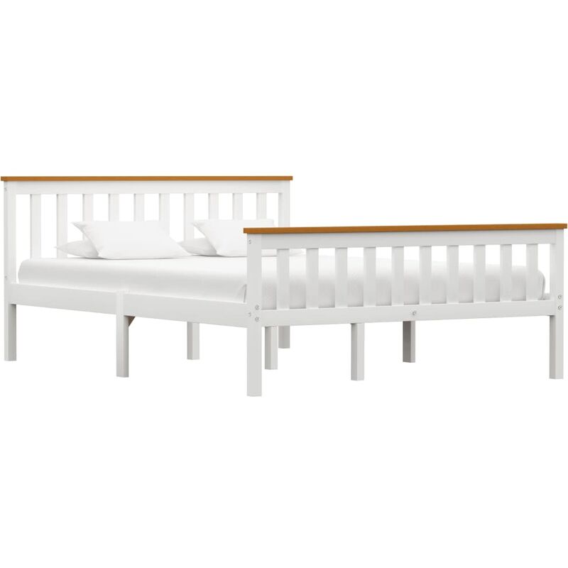 

Estructura de cama de madera de pino maciza blanca 140x200 cm