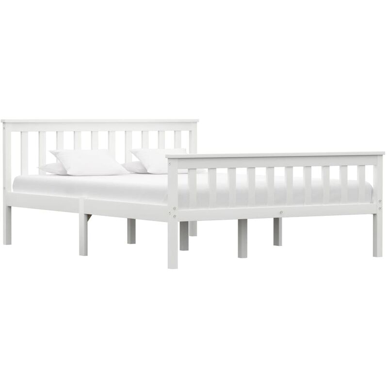 

Estructura de cama de madera de pino maciza blanca 140x200 cm - Blanco
