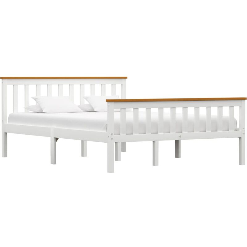 

Estructura de cama de madera de pino maciza blanca 140x200 cm - Blanco