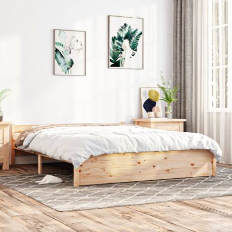 Estructura de cama de madera maciza 140x190 cm