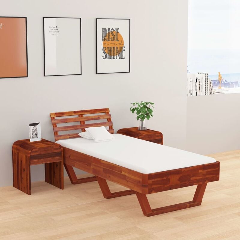 

Estructura de cama de madera maciza de acacia 100x200 cm - Marrón