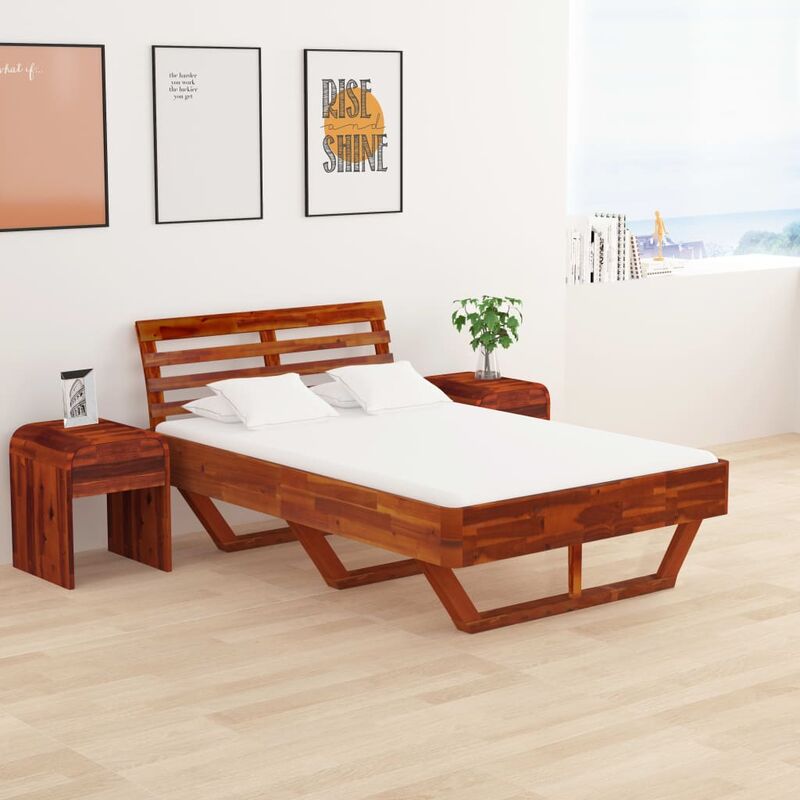 

Estructura de cama de madera maciza de acacia 120x200 cm - Marrón
