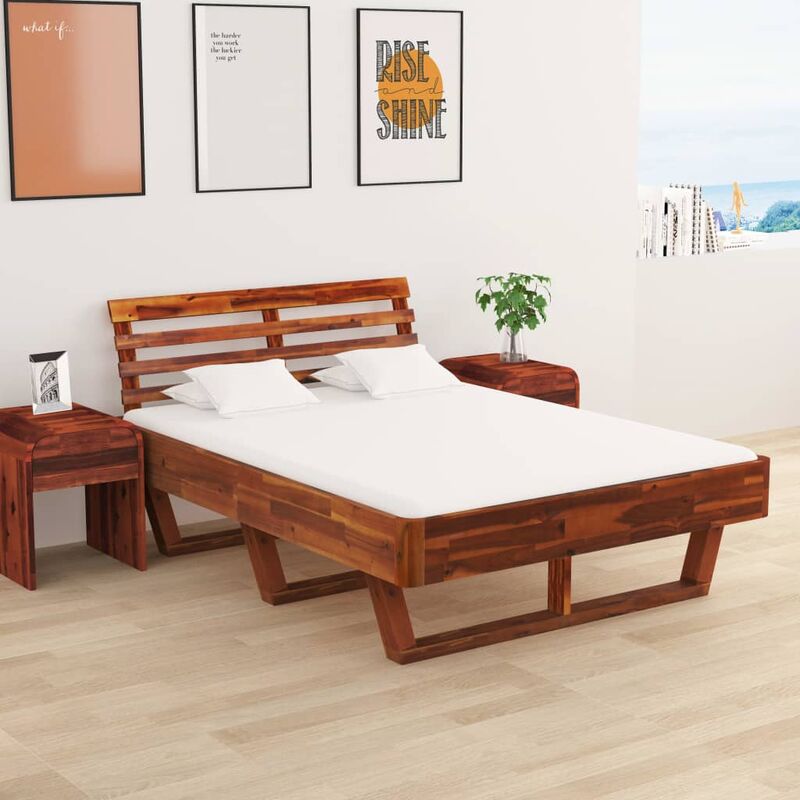 

Estructura de cama de madera maciza de acacia 140x200 cm - Marrón