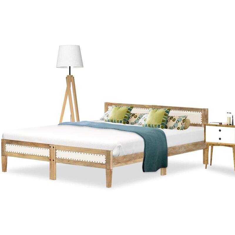 

Estructura de cama de madera maciza de mango 140 cm - Marrón