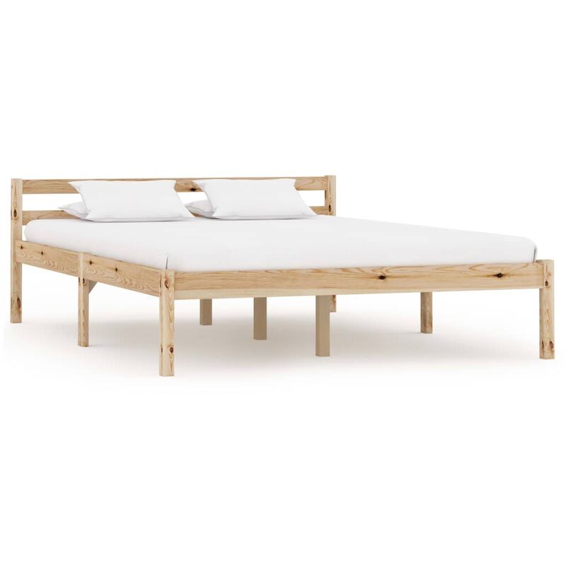 

Estructura de cama de madera maciza de pino 140x200 cm - Marrón