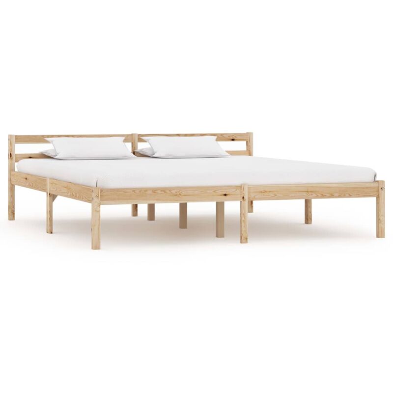 

Estructura de cama de madera maciza de pino 180x200 cm - Marrón
