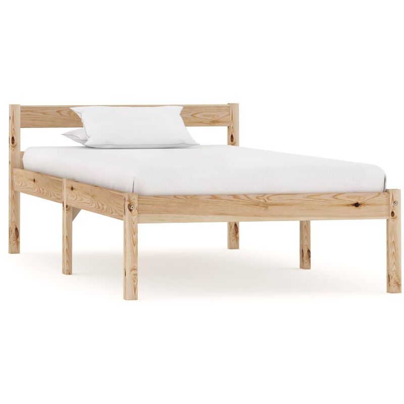 

Estructura de cama de madera maciza de pino 90x200 cm - Marrón