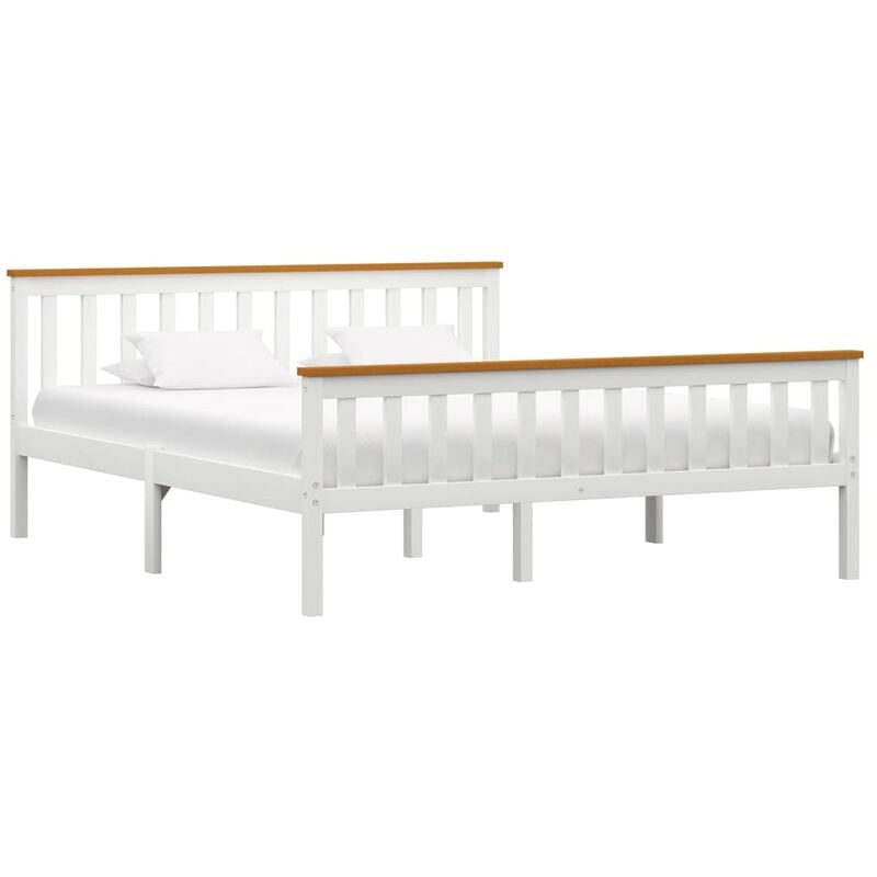 

Estructura de cama de madera maciza de pino blanca 160x200 cm - Blanco