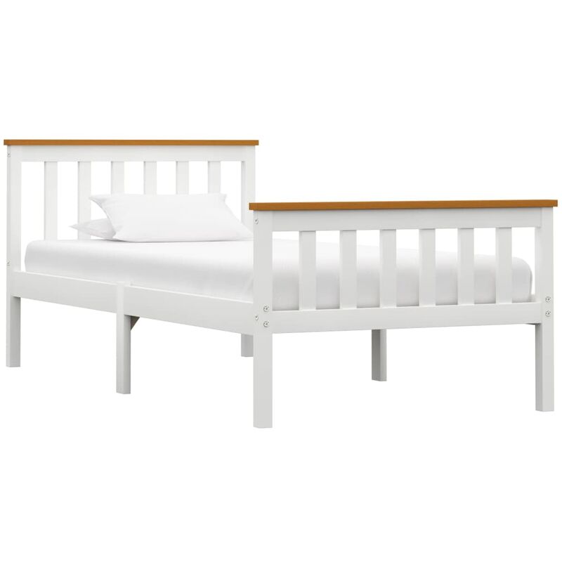 

Estructura de cama de madera maciza de pino blanca 90x200 cm - Blanco