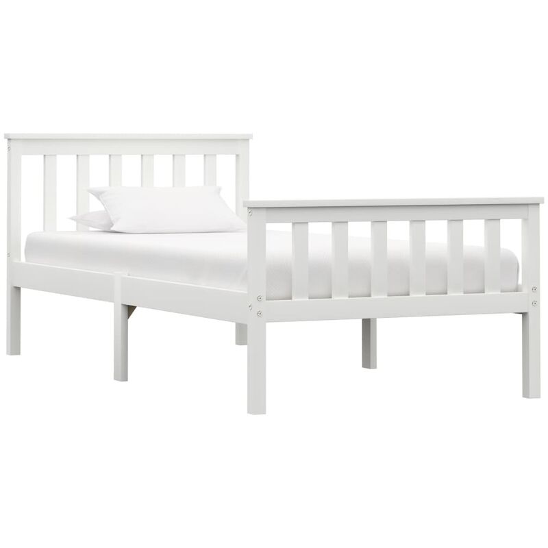 

Estructura de cama de madera maciza de pino blanca 90x200 cm - Blanco