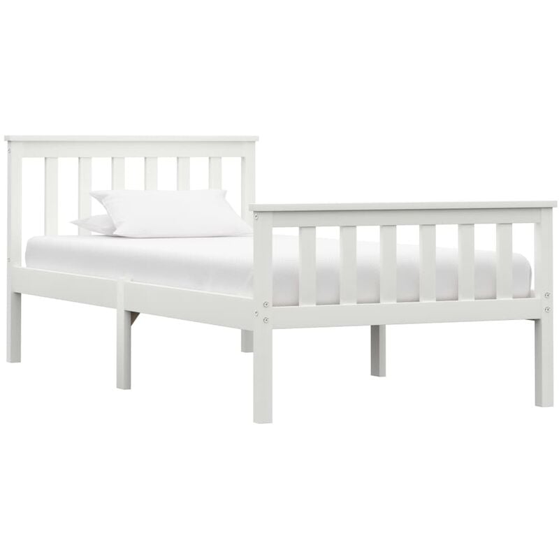 

Estructura de cama de madera maciza de pino blanco 100x200 cm - Blanco