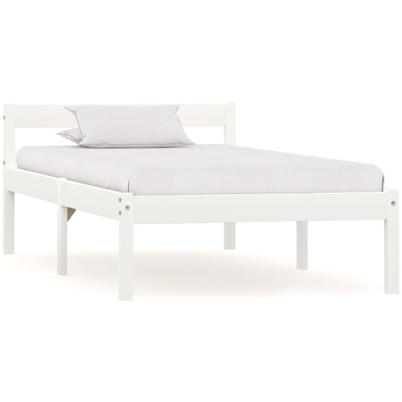 

Estructura de cama de madera maciza de pino blanco 100x200 cm - Blanco