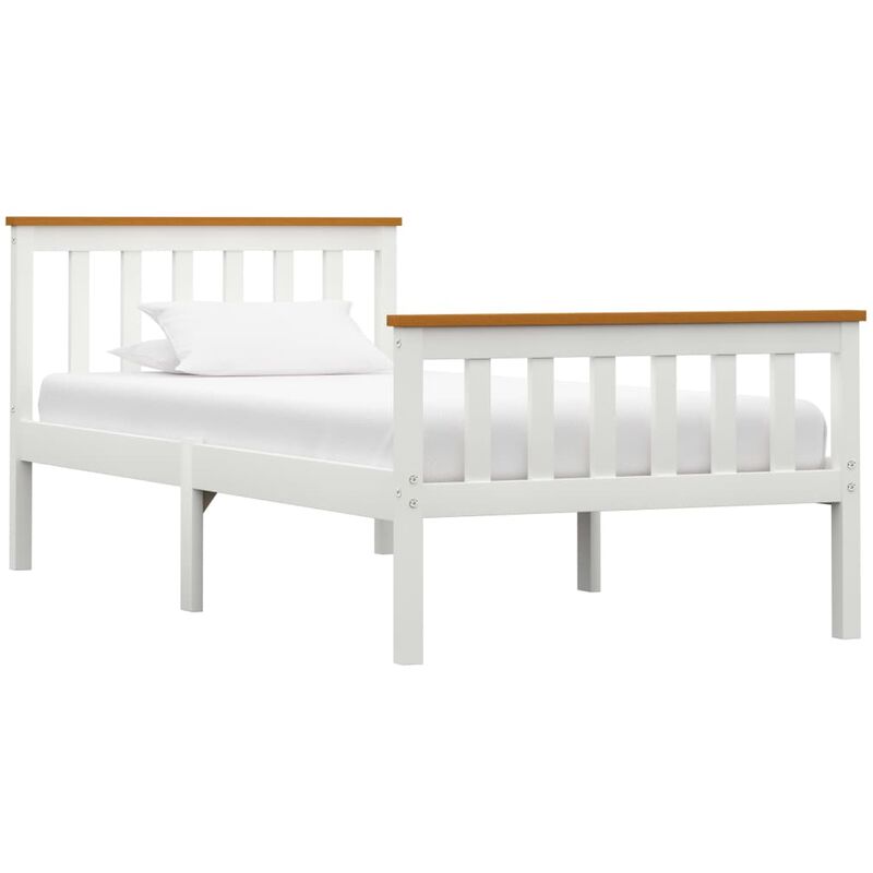 

Estructura de cama de madera maciza de pino blanco 100x200 cm - Blanco