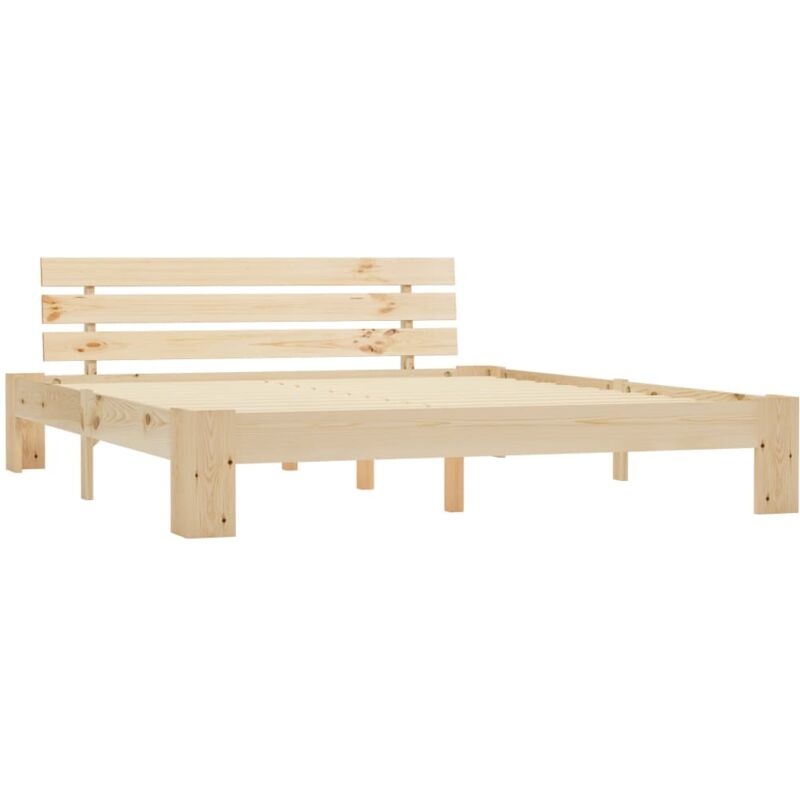 

Estructura de Cama de Madera Maciza de Pino Natural 160x200 cm - Marrón - Vidaxl