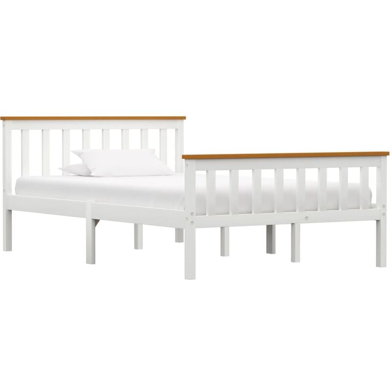 

Estructura de cama de madera maciza de pino blanco 120x200 cm - Blanco