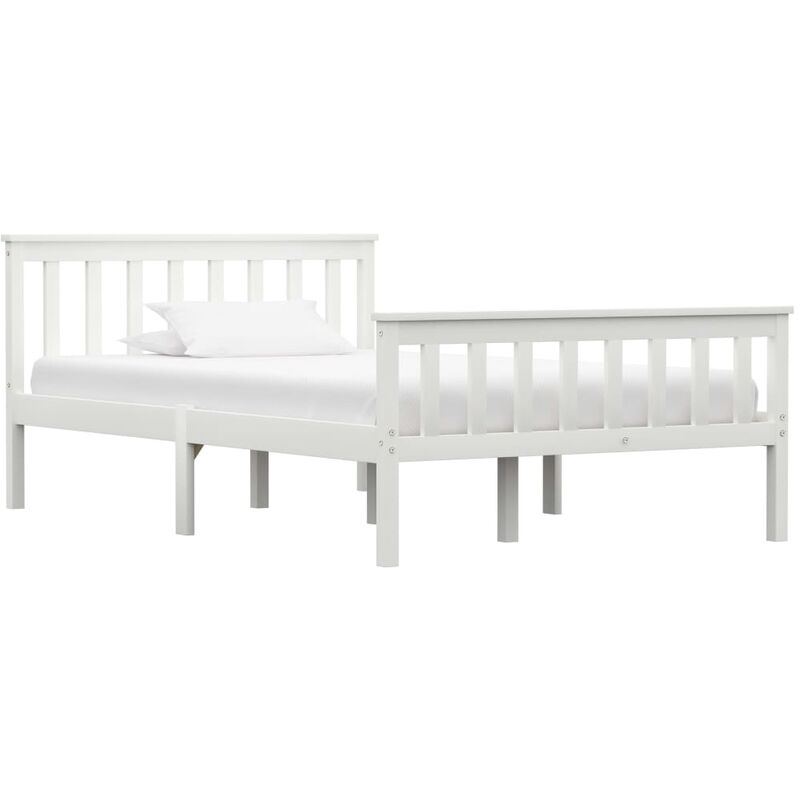 

Estructura de cama de madera maciza de pino blanco 120x200 cm - Blanco