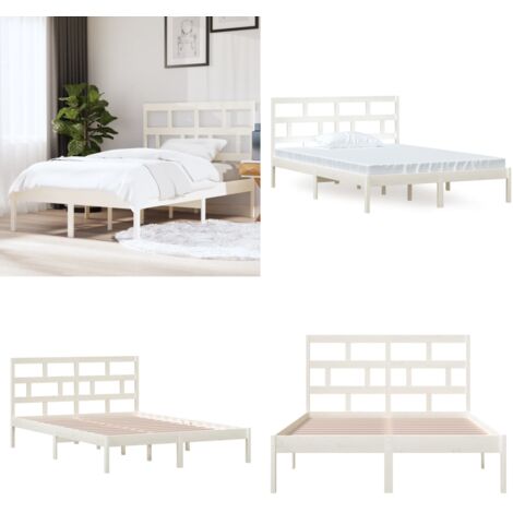 Estructura de cama de madera maciza de pino blanco 140x200 cm - Estructura de cama - Cama de pino